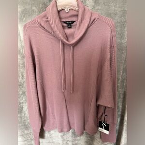 Simply Vera Vera Wang Ribbed Hooded Sweater - Dusty Rose Pink NWT